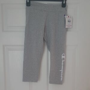 Champion Kids Heather Gray Logo Leggings with White Script